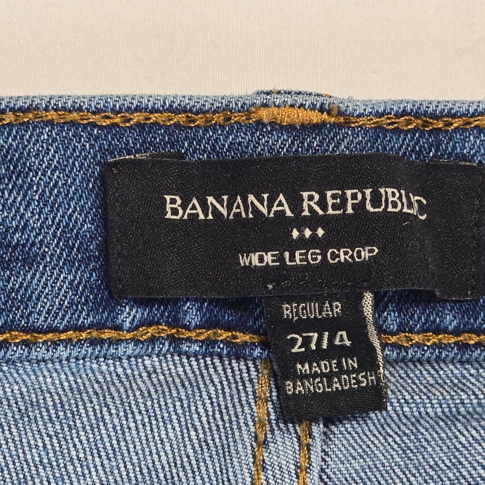 Banana Republic Wide Leg Jeans 27/4 Medium Wash Raw Hem High Rise 862757-008 - Picture 4 of 16